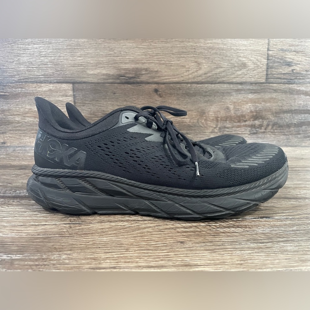 Hoka One One Clifton‎ 7 Running Shoes Triple Black Men's Size 13